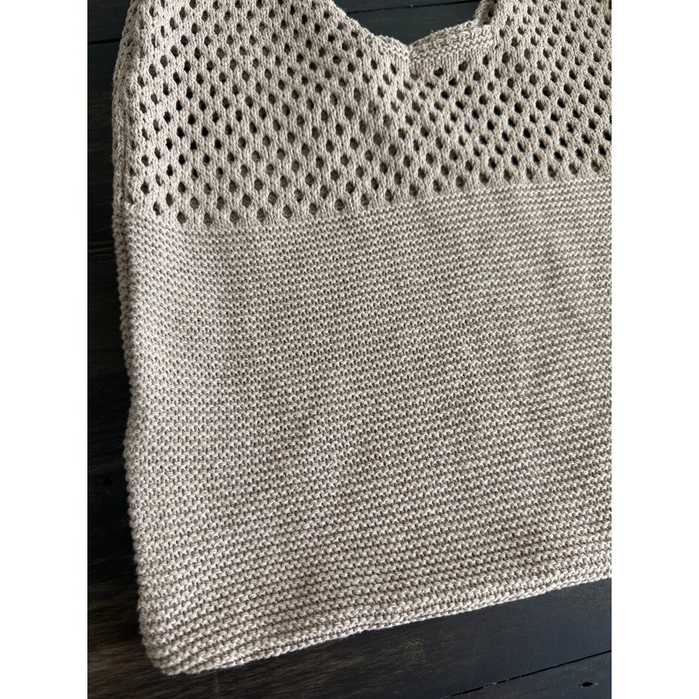 Ninexis NWT Neutral Beige Stretchy Open Knit Farmer's Market Summer Shoulder Bag - Picture 2 of 8